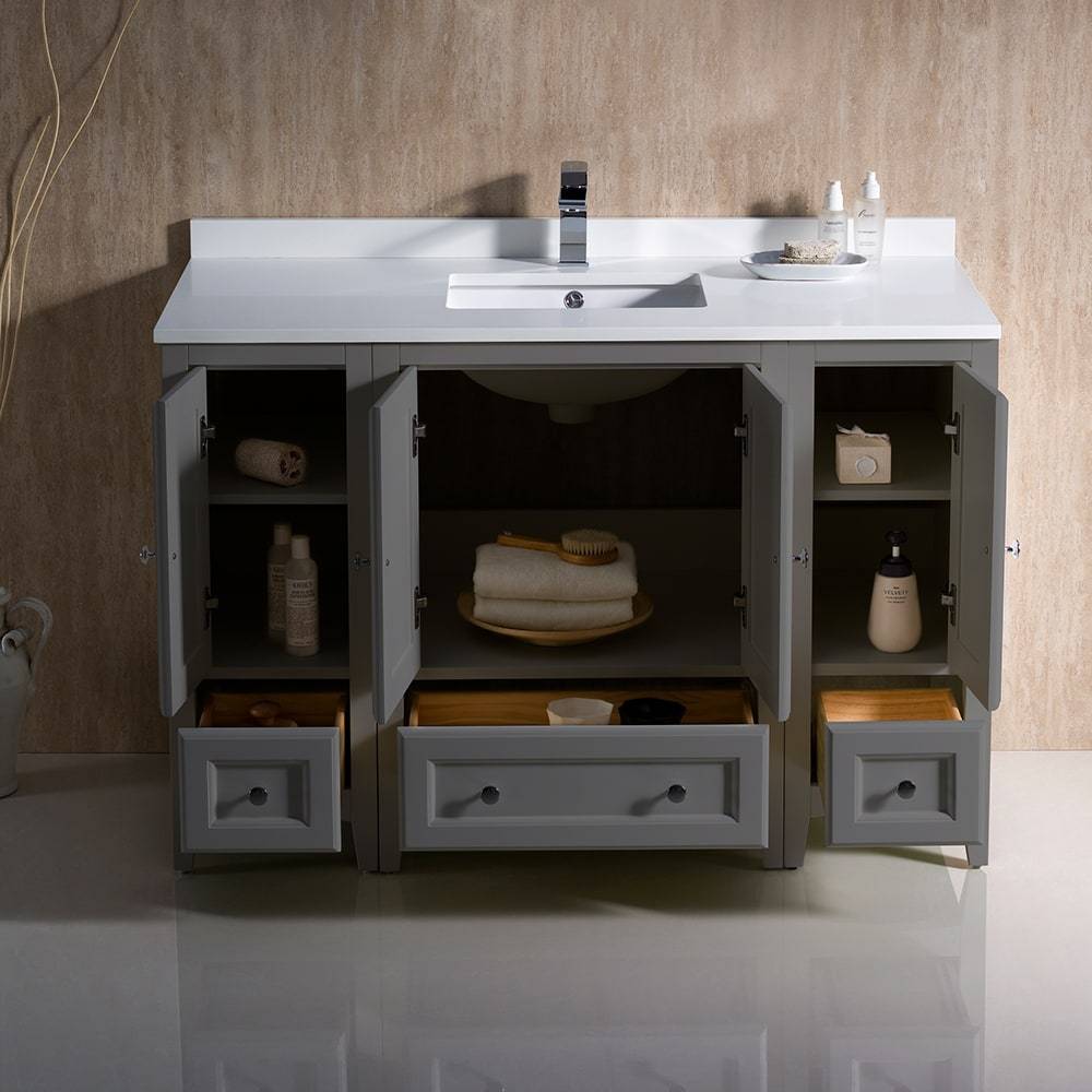 Fresca, Fresca FCB20-122412GR-CWH-U Oxford 48" Gray Traditional Bathroom Cabinets with Top & Sink