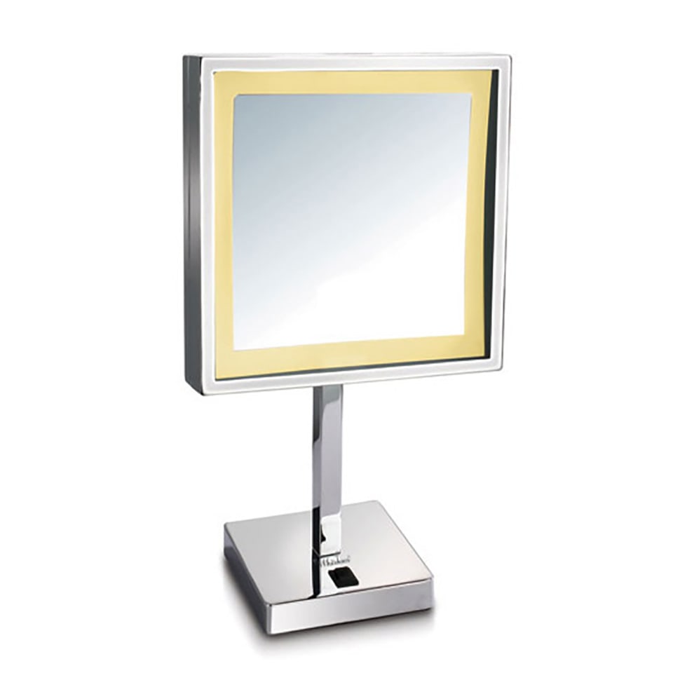 Whitehaus, Whitehaus WHMR295-C Square Freestanding LED 5X Magnified Mirror